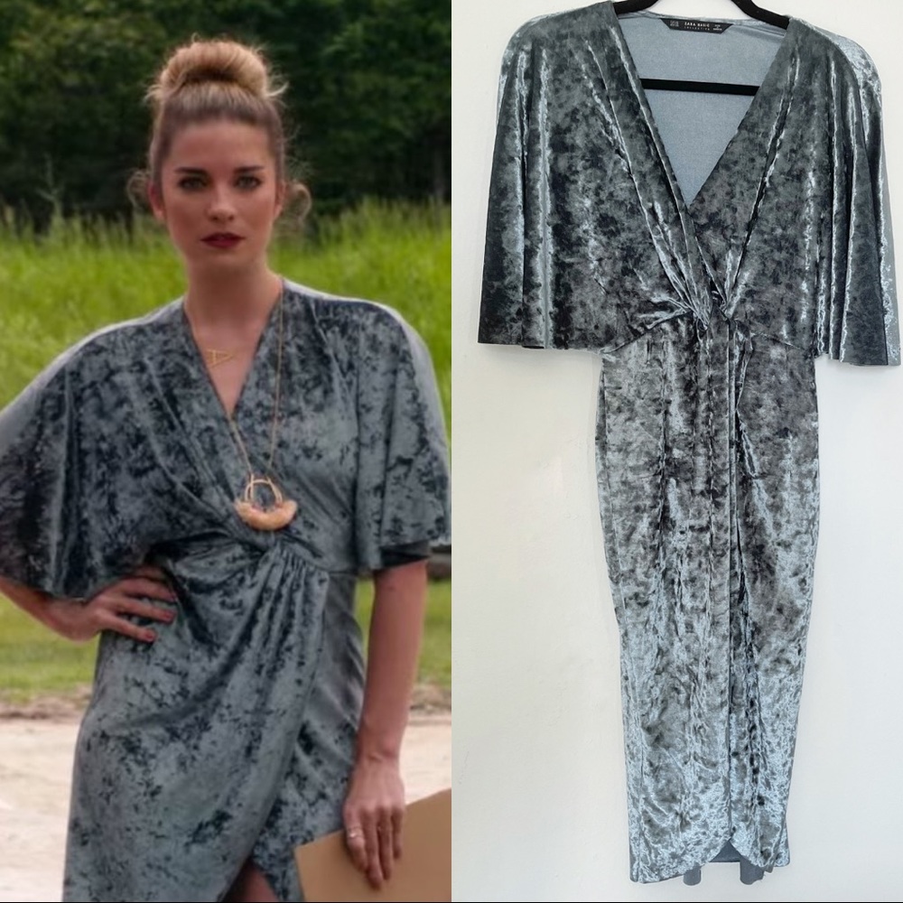 ASO Alexis Rose Schitts Creek Zara Crushed Velvet Dress